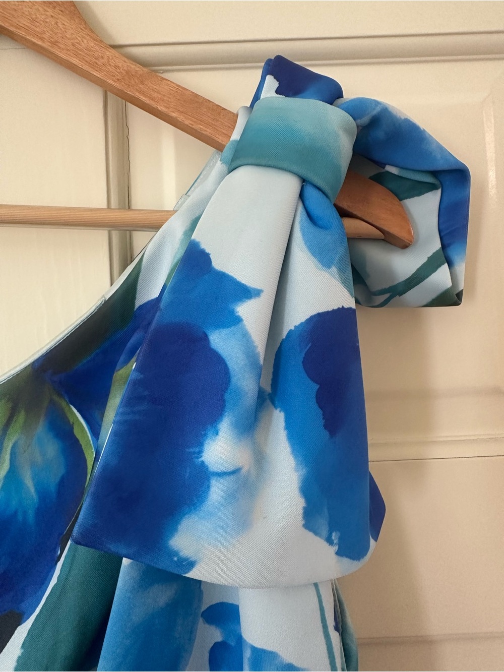 Adrianna Papell Blue Floral One-Shoulder Evening Dress - Picture 2 of 8